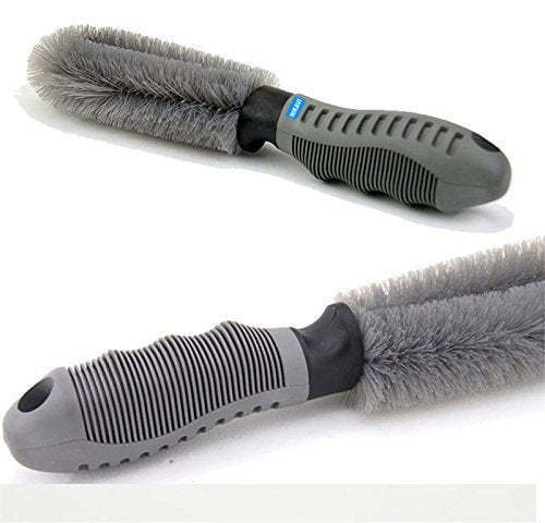 NIKAVI Car Motorcycle Wheel Tire Brush + Hub Clean Brush Cleaning Tool Kit,Set of 2