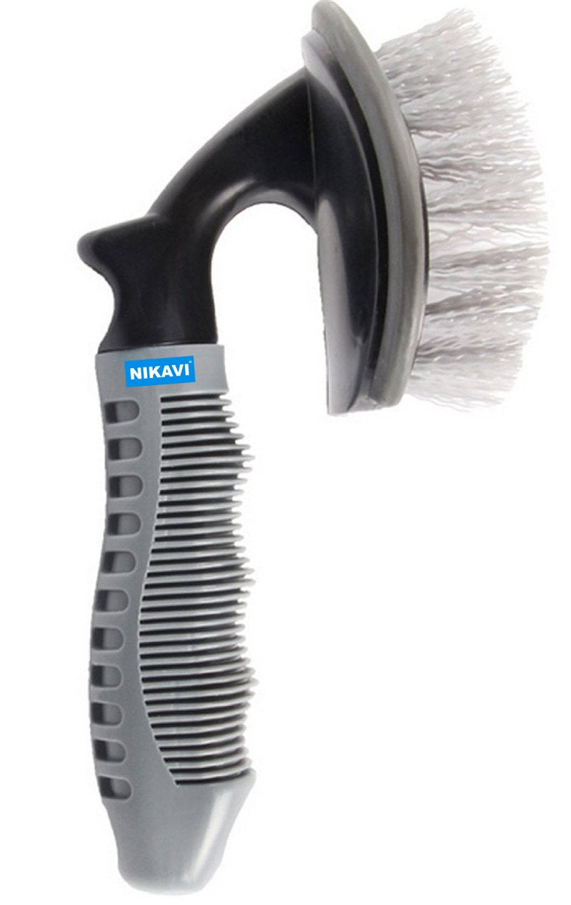 NIKAVI Car Motorcycle Wheel Tire Brush + Hub Clean Brush Cleaning Tool Kit,Set of 2