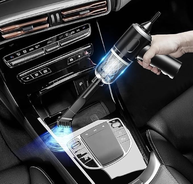 CONJEX 7 PCS Car Cleaning Kit with 3-in-1 Mini Vacuum Cleaner, Microfiber Cloth,Big Duster,Small Duster,Anti-Fog Spray,Wheel Brush&AC Vent Brush&Interior Dust Brush for velar,Truck,Bike Cleaning Tools