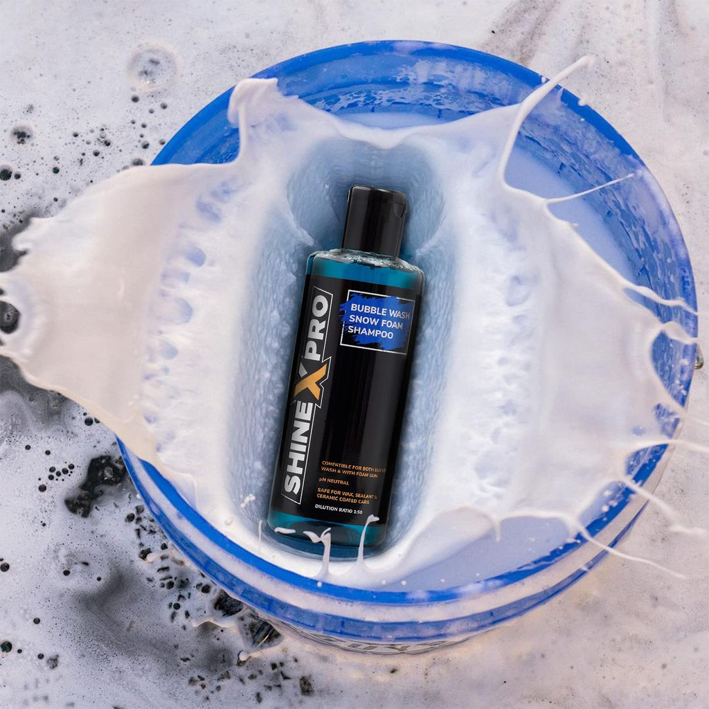 ShineXPro 300mL Car Wash Shampoo Concentrate - pH Neutral, Thick Suds With Shine Enhancing Formula - Bubblewash Car Foam Shampoo That Works With Both Bucket Wash And Foam Cannon