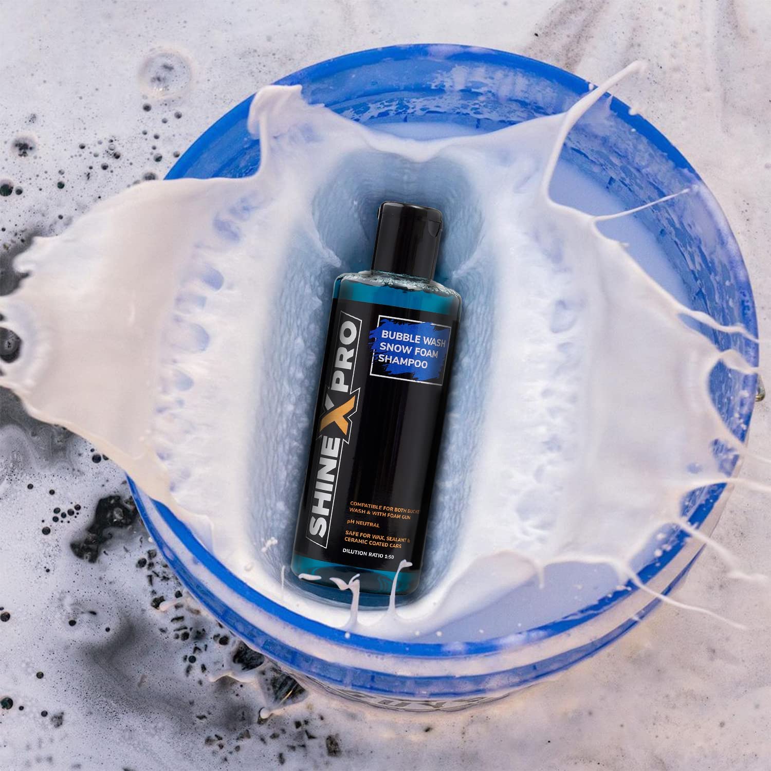 ShineXPro 300mL Car Wash Shampoo Concentrate - pH Neutral, Thick Suds With Shine Enhancing Formula - Bubblewash Car Foam Shampoo That Works With Both Bucket Wash And Foam Cannon