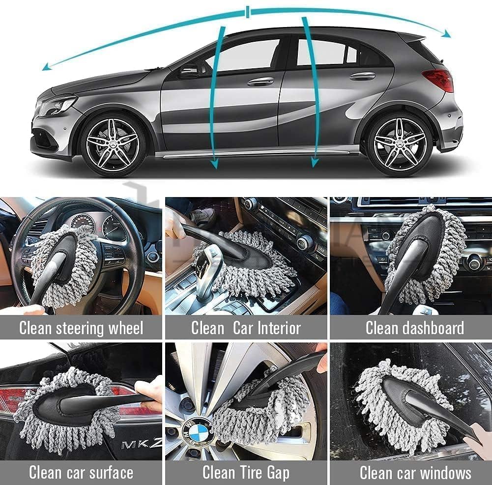 CONJEX 7 PCS Car Cleaning Kit with 3-in-1 Mini Vacuum Cleaner, Microfiber Cloth,Big Duster,Small Duster,Anti-Fog Spray,Wheel Brush&AC Vent Brush&Interior Dust Brush for velar,Truck,Bike Cleaning Tools