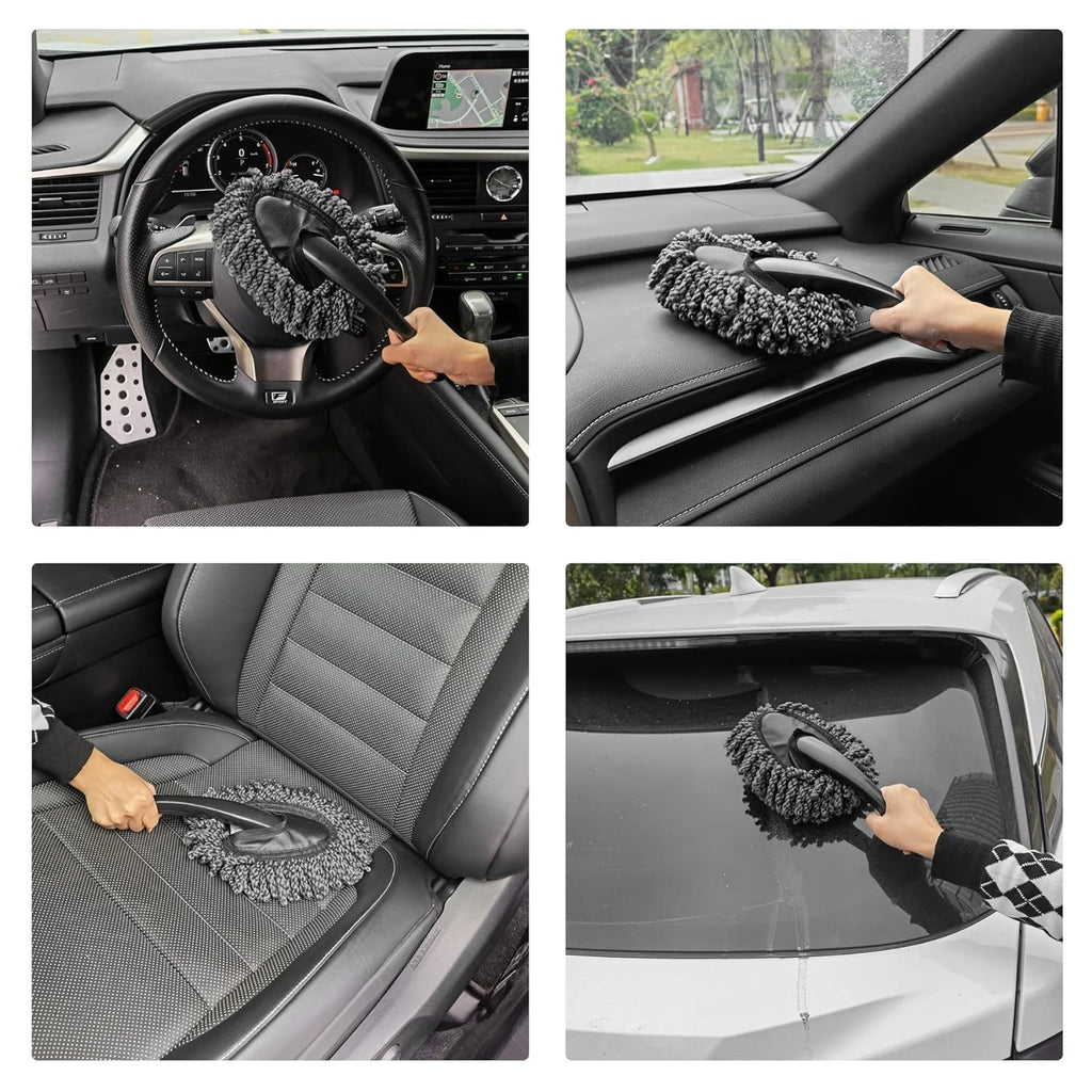 CONJEX 7 PCS Car Cleaning Kit with 3-in-1 Mini Vacuum Cleaner, Microfiber Cloth,Big Duster,Small Duster,Anti-Fog Spray,Wheel Brush&AC Vent Brush&Interior Dust Brush for velar,Truck,Bike Cleaning Tools