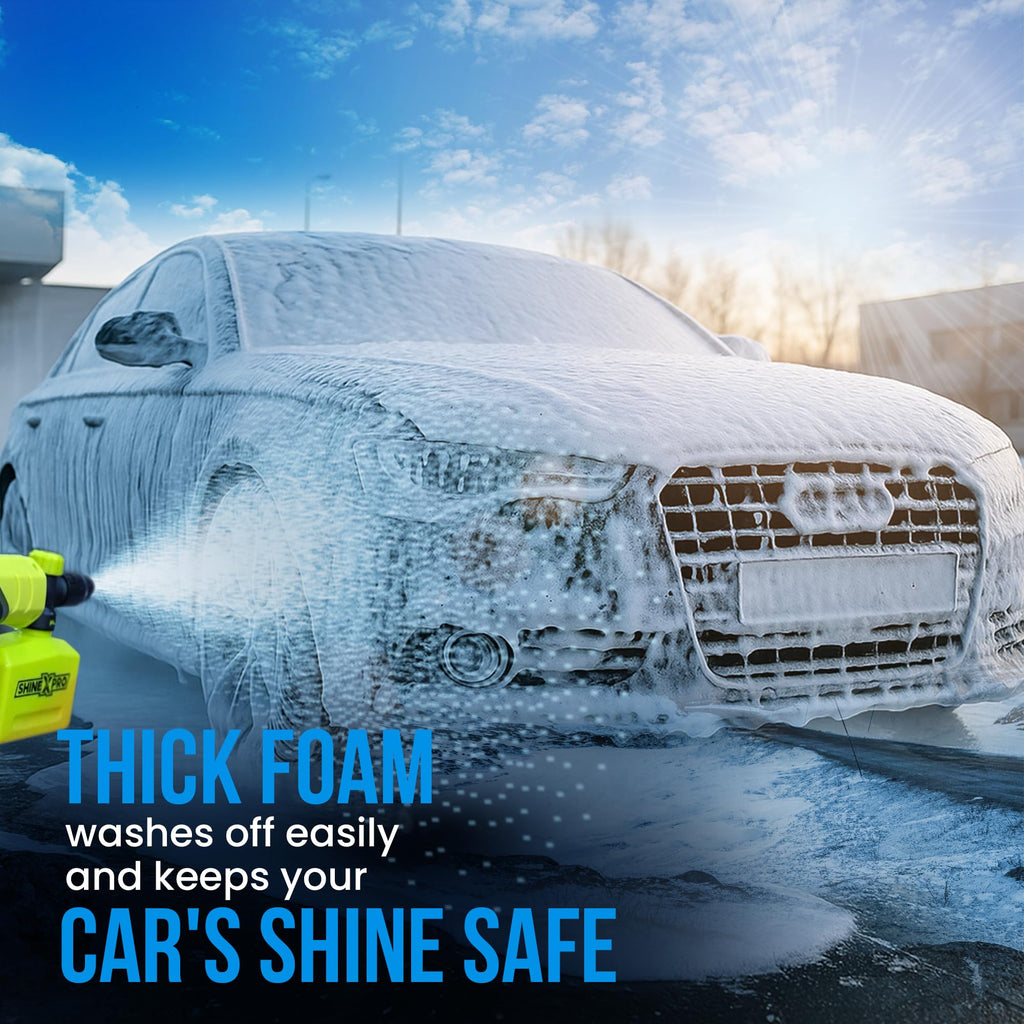 ShineXPro 2.7 Ltr Foam Car Wash Shampoo With 2Pcs 400GSM Microfiber Cloth & Wash Mitt - Thick Foam With Shine Enhancing Formula