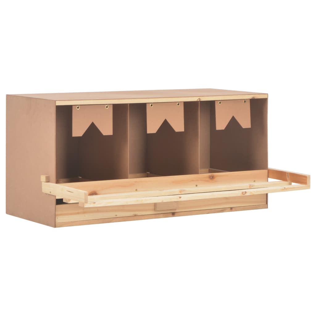 NNEVL Chicken Laying Nest 3 Compartments 96x40x45 cm Solid Pine Wood