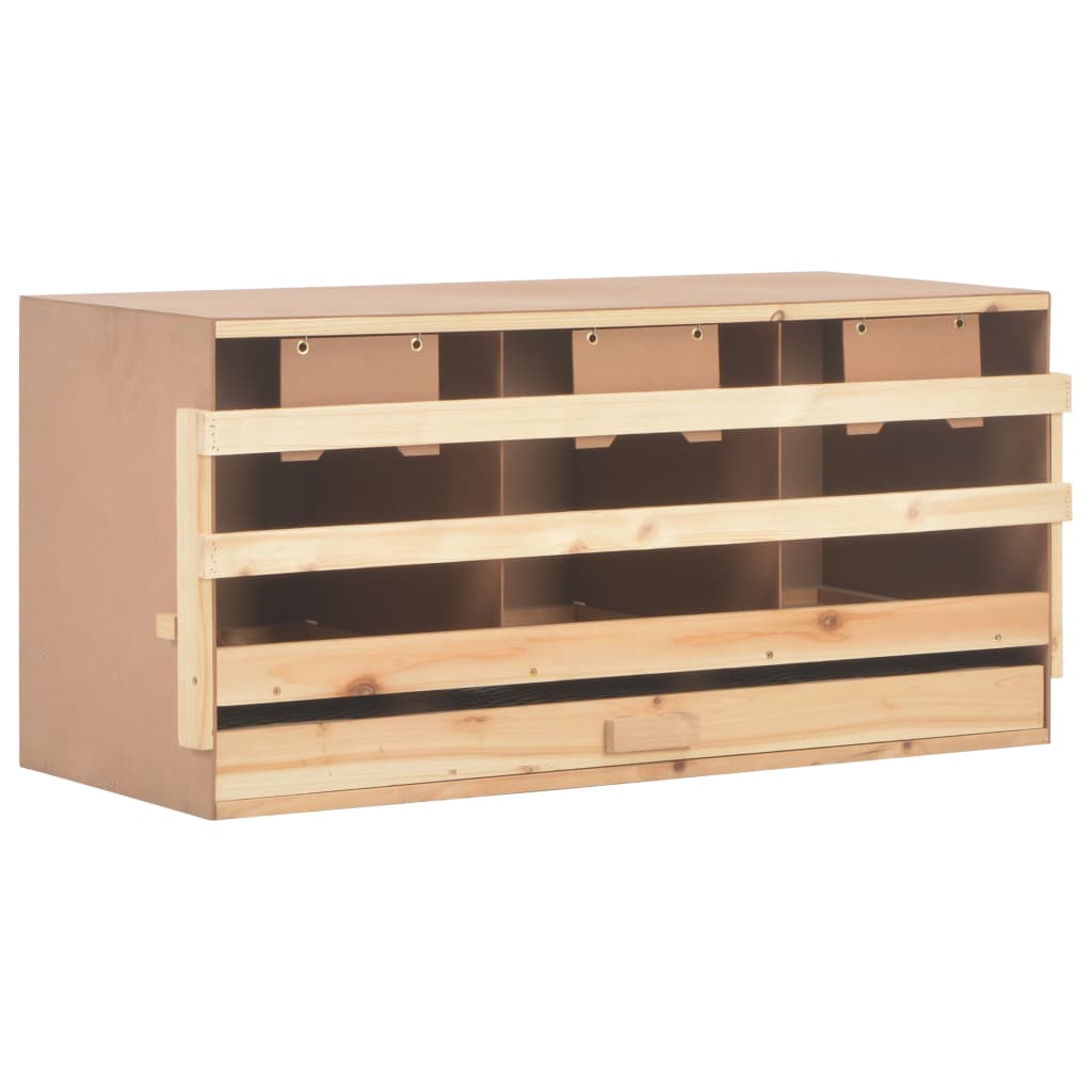 NNEVL Chicken Laying Nest 3 Compartments 96x40x45 cm Solid Pine Wood