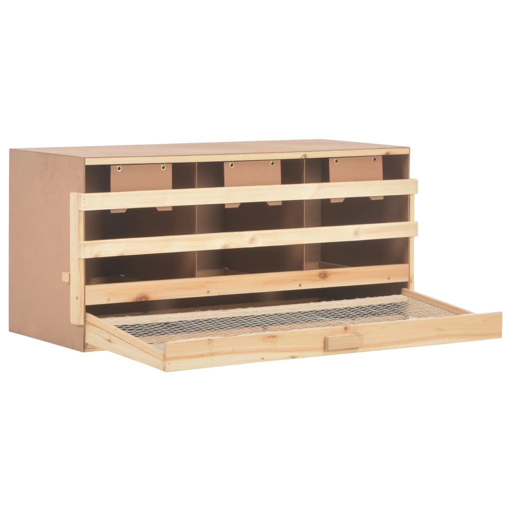 NNEVL Chicken Laying Nest 3 Compartments 96x40x45 cm Solid Pine Wood