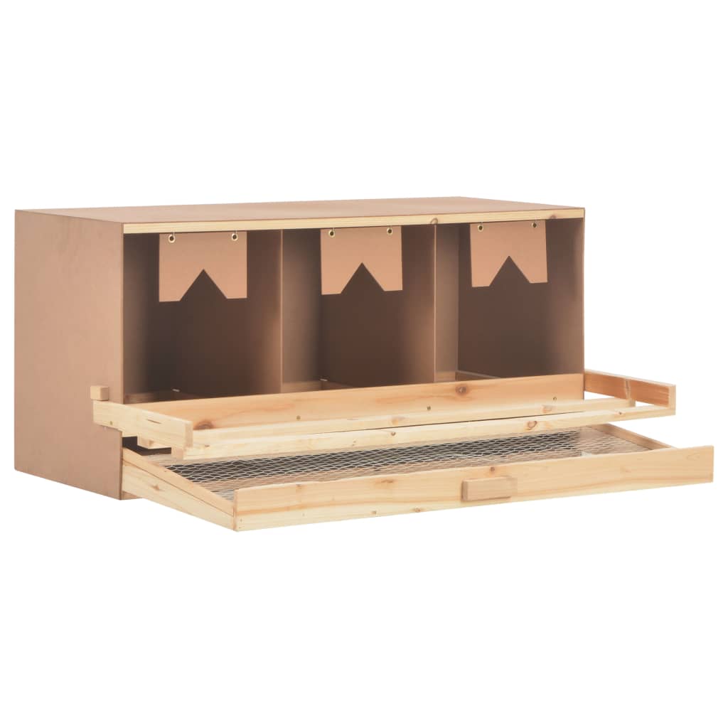 NNEVL Chicken Laying Nest 3 Compartments 96x40x45 cm Solid Pine Wood