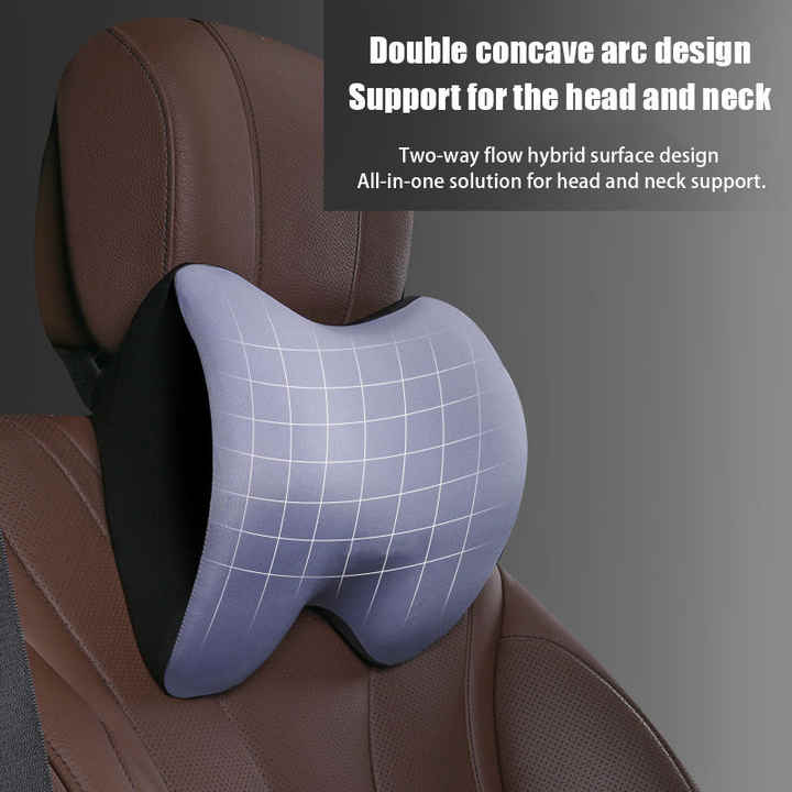 NNEDSZ Cloud Grey Memory Foam Car Seat Neck and Lumbar Support Set - Ergonomic Cushion for Office, Home, and Driving