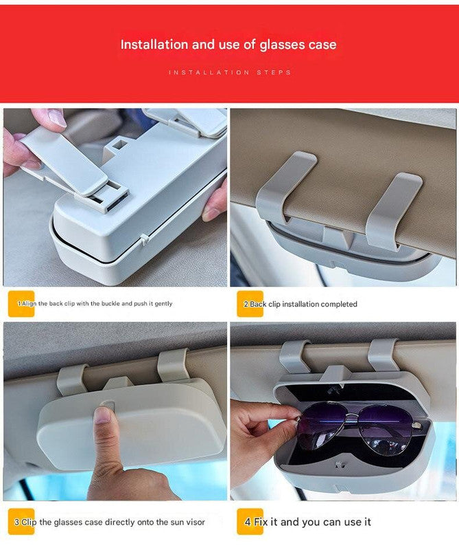 NNEDSZ Grey Car Visor Sunglasses Holder | Compact and Durable Storage for Eyewear in Your Car