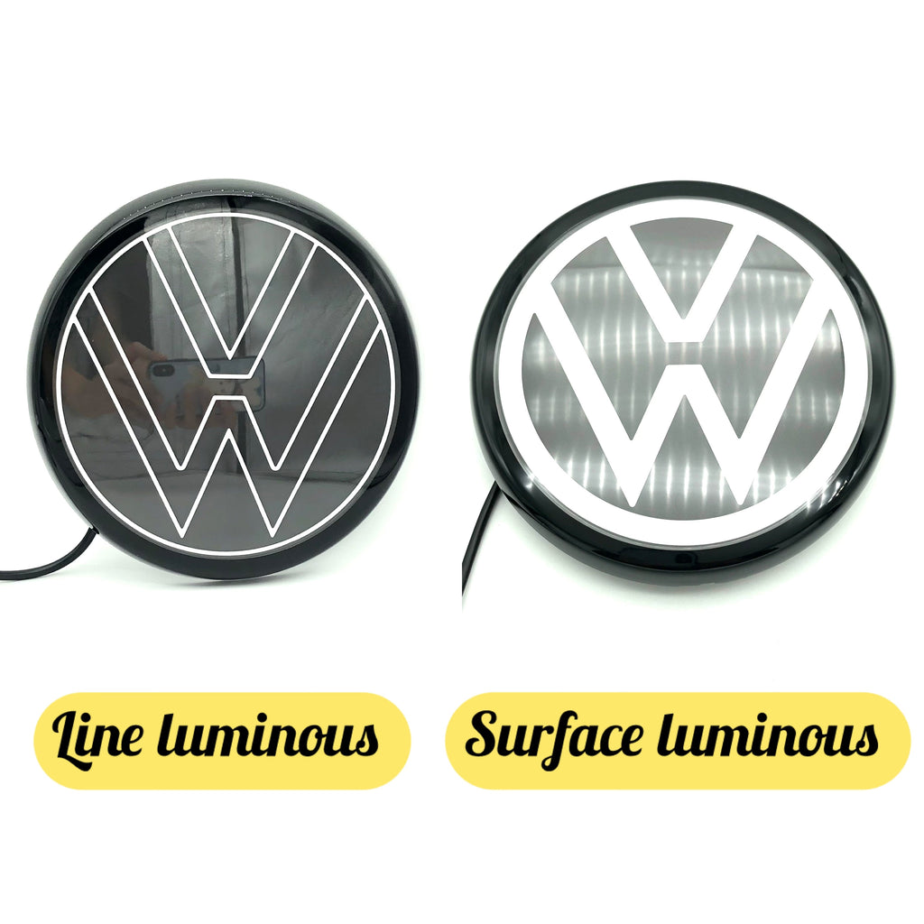 Volkswagen logo front grill LED mirror illuminated emblem ACC radar compatible