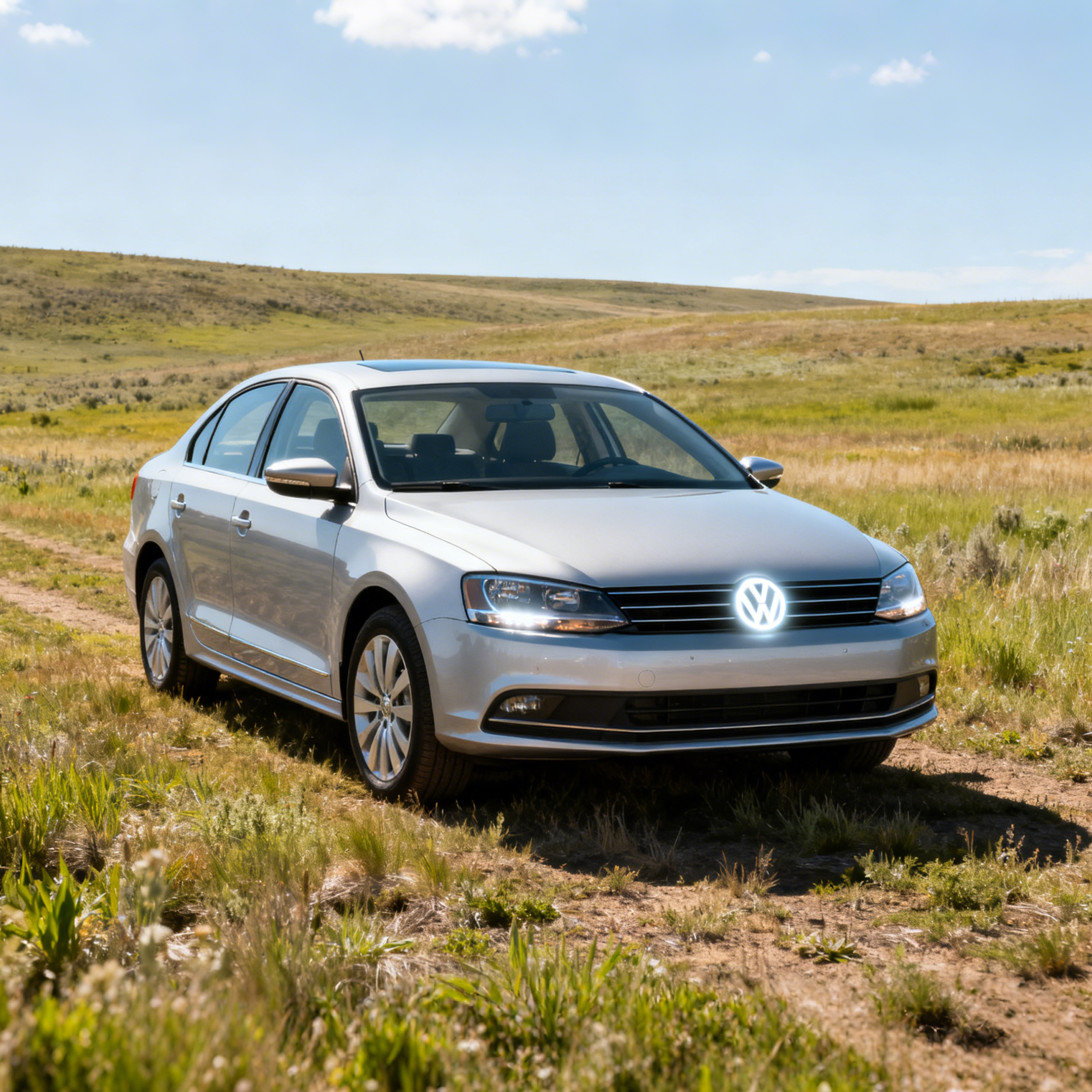 Volkswagen logo front grill LED mirror illuminated emblem ACC radar compatible